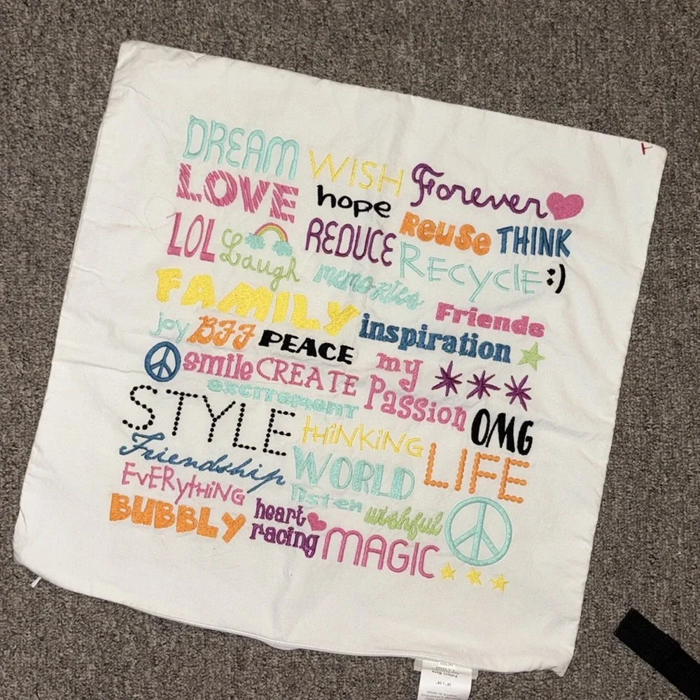 pottery barn | Typography Embroided Pillow Case